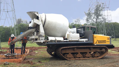 Terramac will unveil a new, compact-sized crawler carrier model and display its latest specialty unit, the RT9 equipped with a concrete mixer.