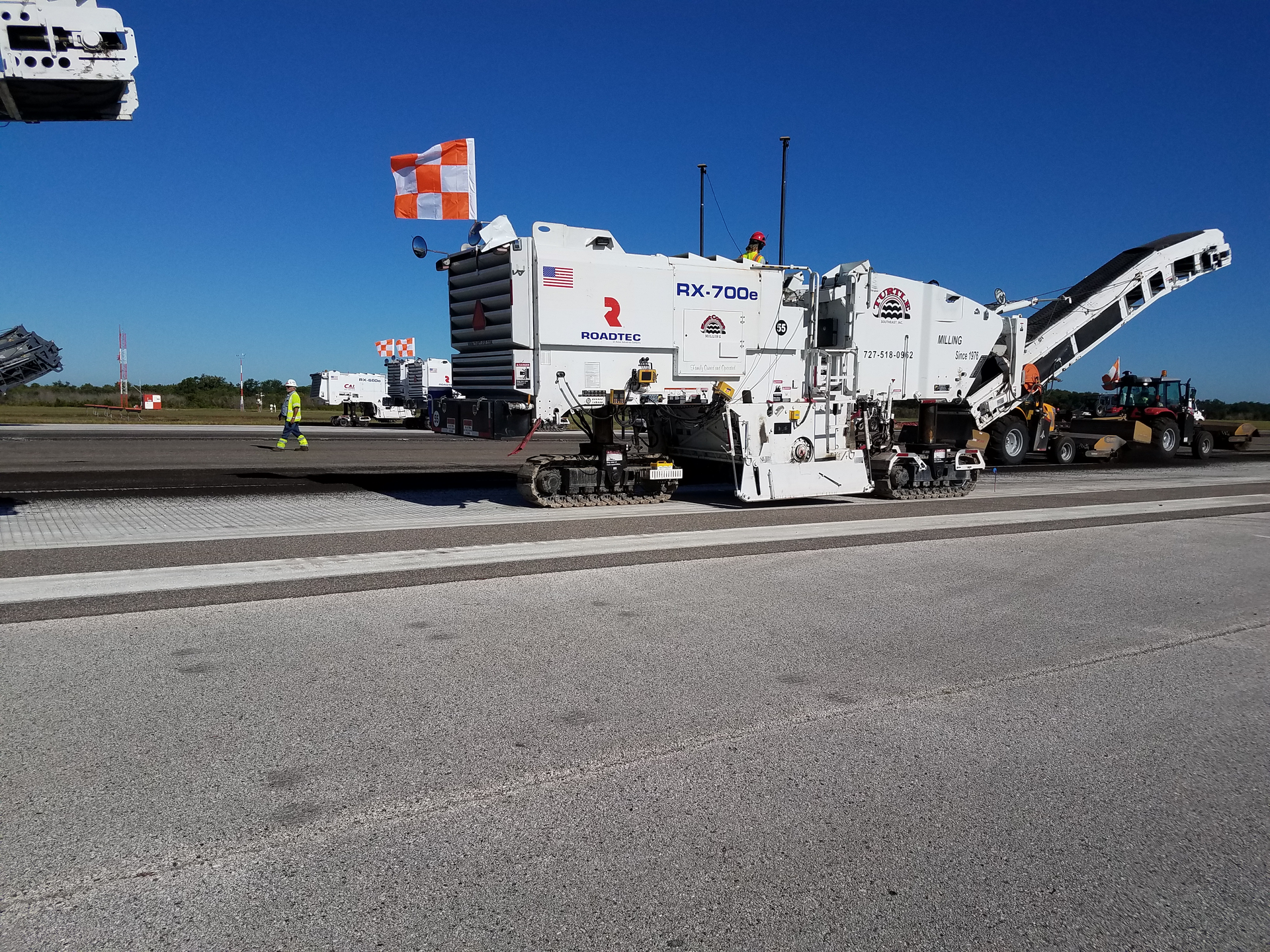 The total milling depth of the project was 4.25” and required a total of 400 machine hours to complete. Turtle milled the first layer of asphalt at 2.25” and then milled the second layer to final grade using a machine control GPS system.