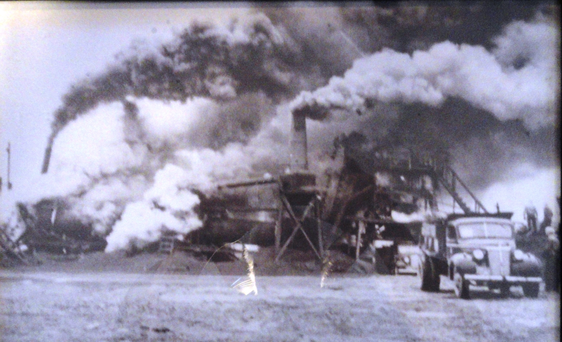 Cliff's dad was the loader operator at this Barber Greene batch plant in 1948. He said an 'Overzealous plant operator got the mix too hot and set the thing on fire.'