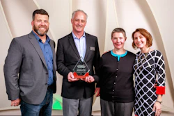 Jeff Schwarz, President of JCI, and Avril Watt, Human Resources Manager, receiving the 2017 Business of the Year Award from the Springfield Chamber of Commerce
