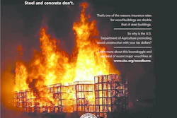 In a rare move the American Institute of Steel Construction (AISC) designed this ad to inform the public about the advantage of using steel and concrete to promote resilient buildings that protect both people and structures in the event of fire.