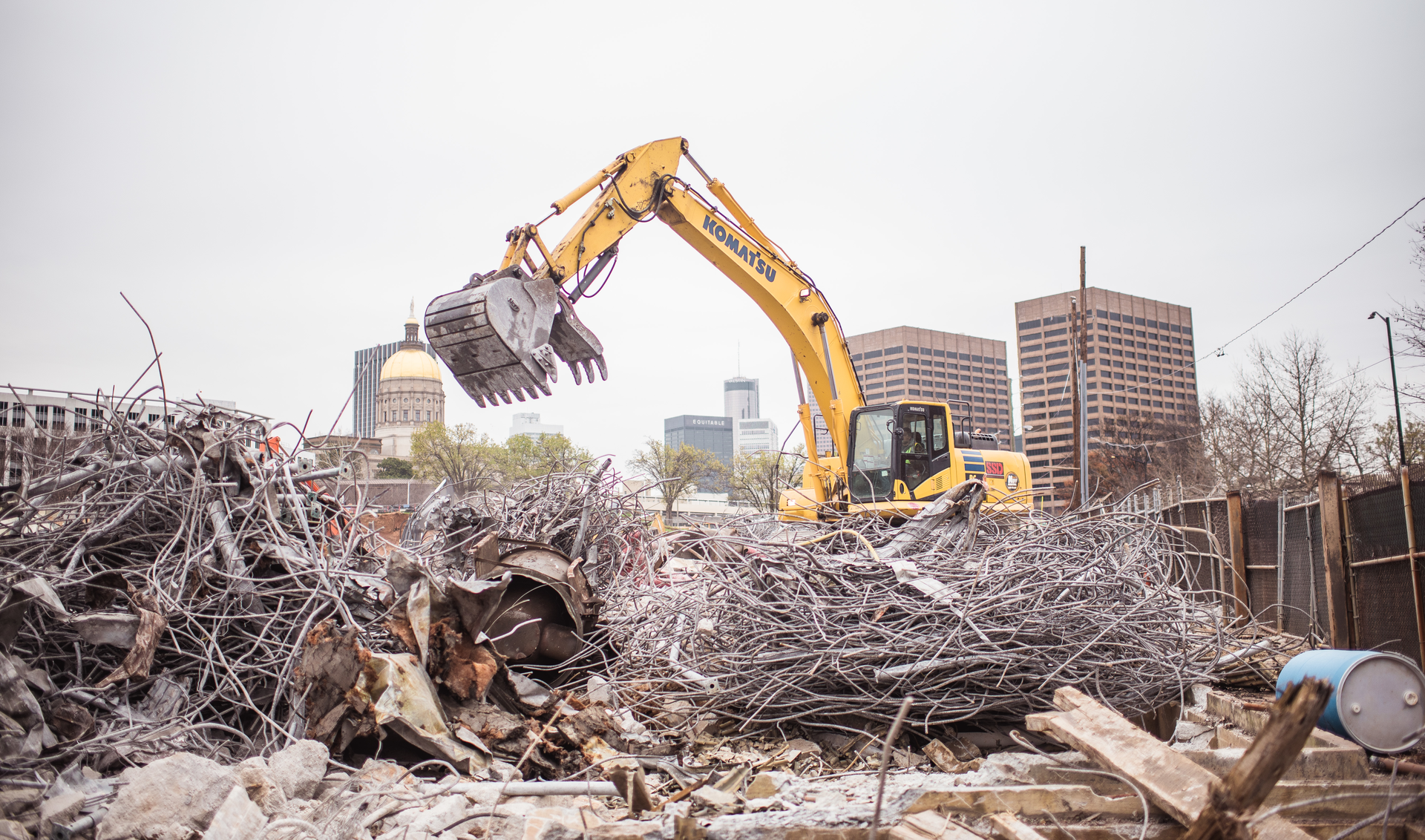 The demolition contractor recycled 8,800 tons of various metals, 59,650 tons of concrete and 4,600 square feet of marble resulting in 98.7% of all demolition debris being recycled.
