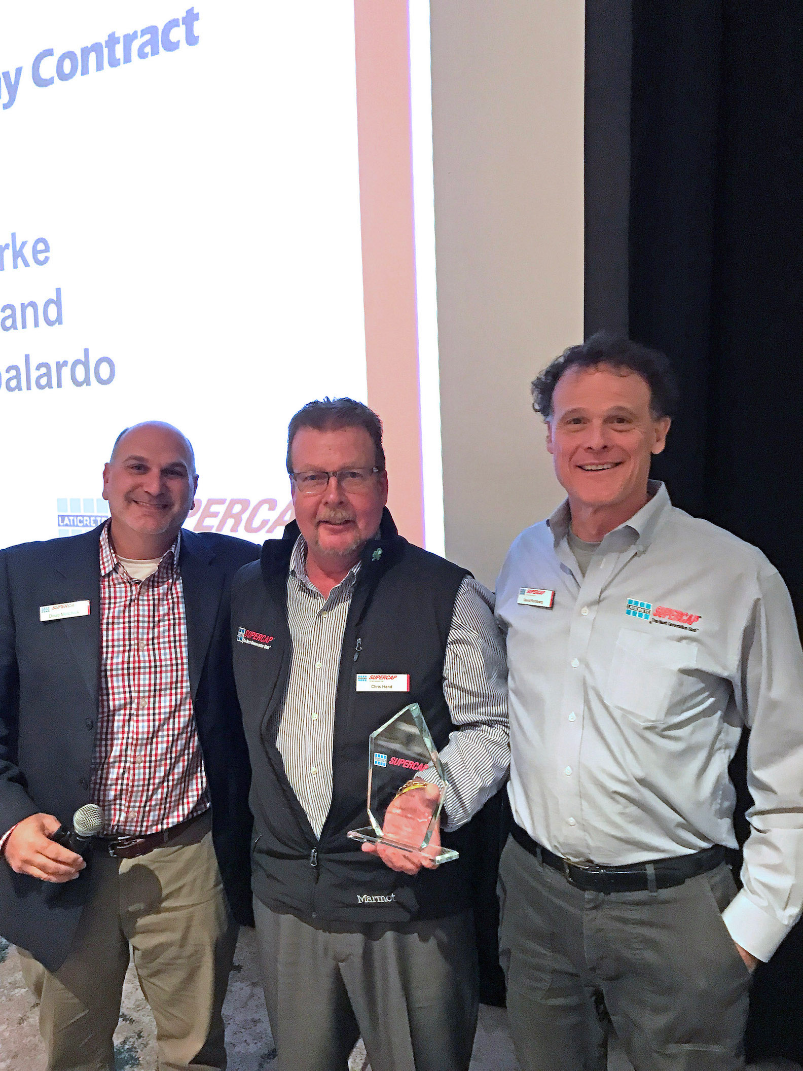 From left to right: LATICRETE SUPERCAP President Doug Metchick, Allegheny Contract’s Vice President, Chris Hand and LATICRETE Chairman and Chief Executive Officer David Rothberg .
