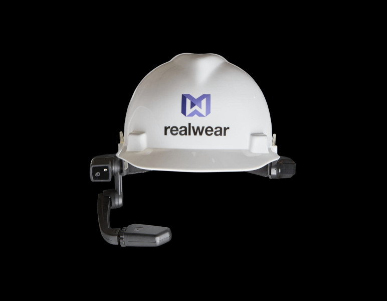 RealWear’s AR wearable device. Helmet not included.