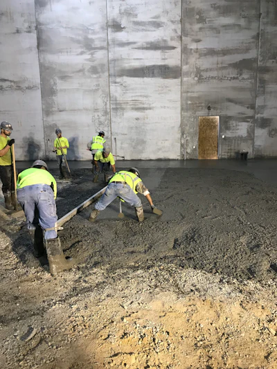 Figure 4: Establishing wet screed elevation and strike-off.