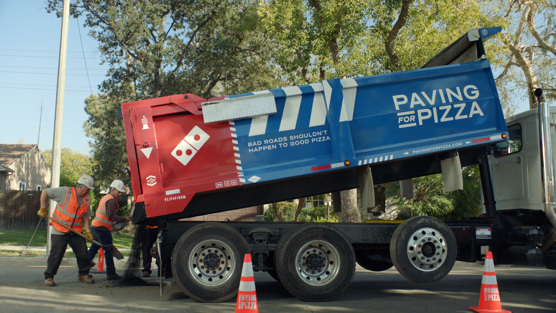 Visitors to www.PavingforPizza.com can select road conditions of mild, moderate, critical or catastrophic on the “Pothole Impact Meter” and a video shows the damage roads in that condition can cause to a pizza.