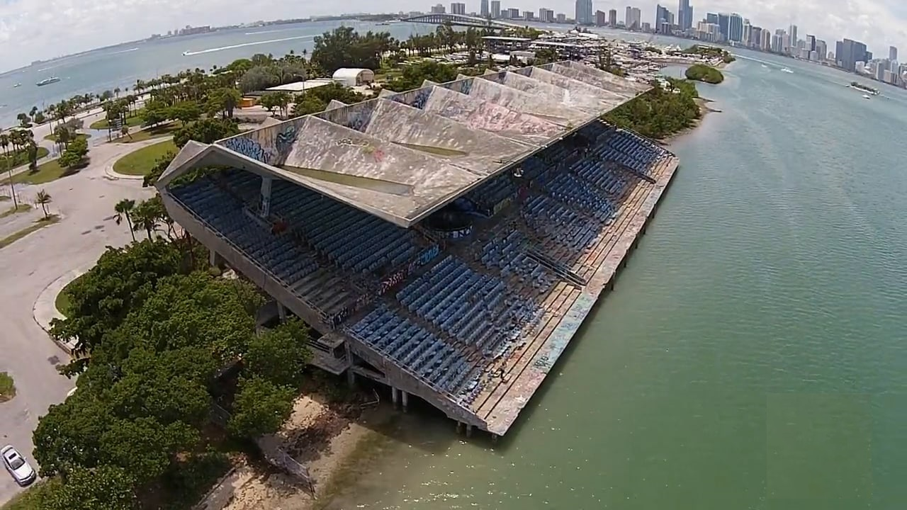 Miami Marine Stadium has been condemned since 1992, but designated as a historical landmark in 2008.