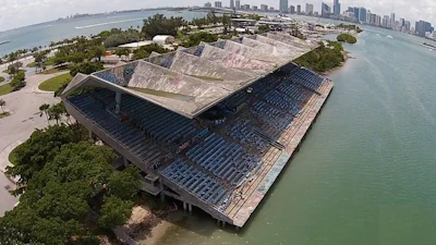 Miami Marine Stadium has been condemned since 1992, but designated as a historical landmark in 2008.