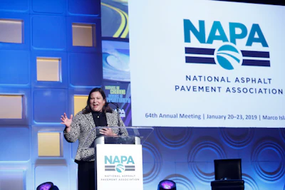 Dr. Audrey Copeland will assume the role as the National Asphalt Pavement Association President after the retirement of Mike Acott