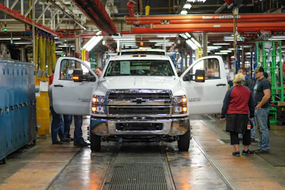The Chevrolet Silverado 4500HD, 5500HD and 6500HD chassis cab trucks the first-ever medium duty Silverado trucks are assembled Monday, December 17, 2018.