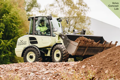 The LX2 electric compact wheel loader, Volvo’s second-generation prototype, was shown at the Volvo Group Innovation Summit in 2018.