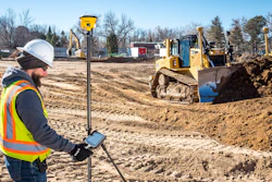 Trimble’s SPS986 GNSS Smart Antenna can function as either a rover or base station. Rovers are common where machines are using GPS-assisted grade control, but their speed and accuracy in measuring site features makes them valuable even without grade automation on site.