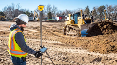 Trimble’s SPS986 GNSS Smart Antenna can function as either a rover or base station. Rovers are common where machines are using GPS-assisted grade control, but their speed and accuracy in measuring site features makes them valuable even without grade automation on site.