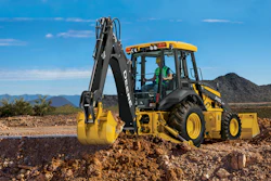 Models, such as the John Deere 310L EP, size the engine under the 56-Kw power limit, therefore allow simplified aftertreatment solutions.