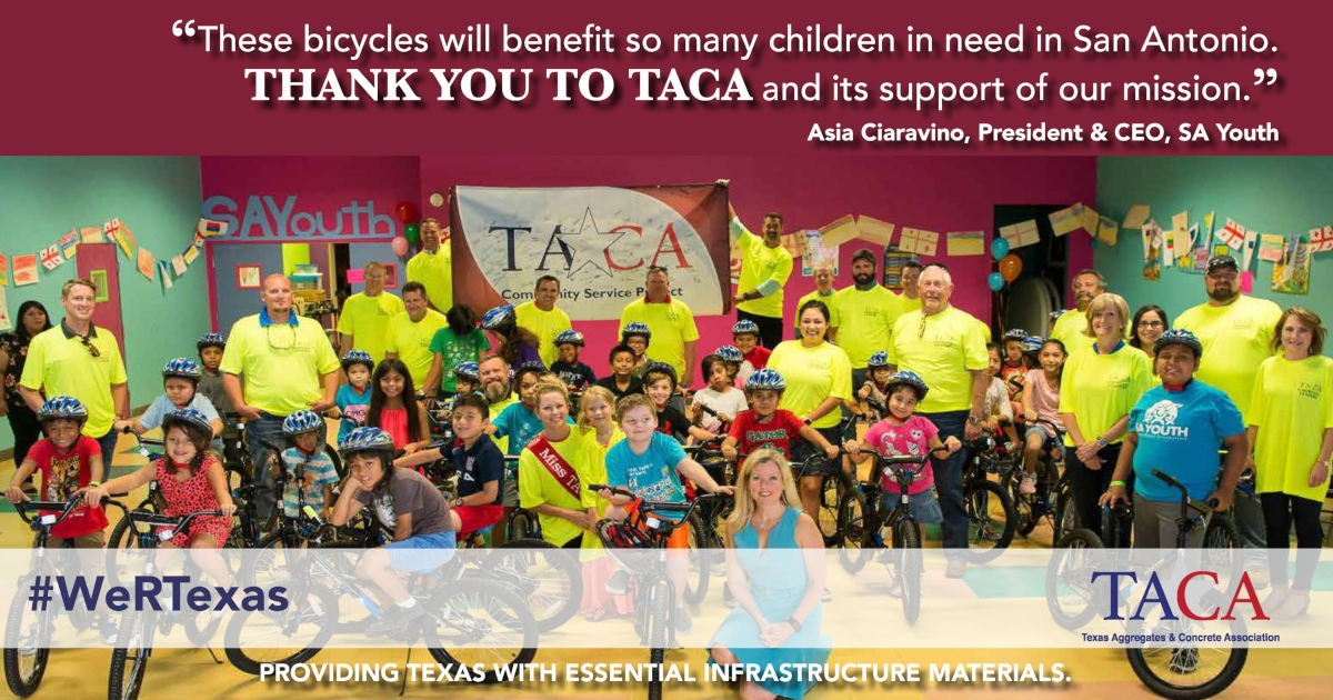 Building bikes in San Antonio for SA Youth. TACA members are part of the communities in which they live and work.