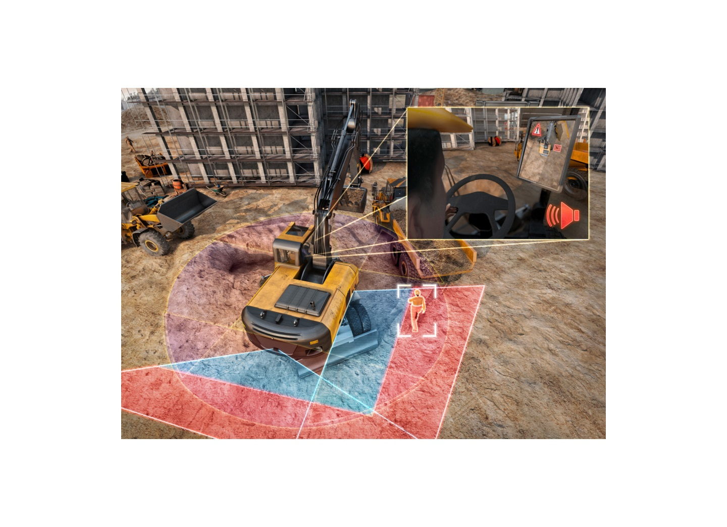 Digital ProViu 360 camera system can give the driver a bird’s eye view of his machine. The next step is to equip the system to warn of potential collisions.