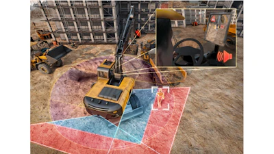 Digital ProViu 360 camera system can give the driver a bird’s eye view of his machine. The next step is to equip the system to warn of potential collisions.