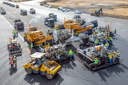 Although asphalt is the main ingredient on the top layer, the runway also has a layer of concrete below the surface — and a stabilized, earthen base. Together, the components of the runway reach 5 feet, 6 inches deep. In all, 220,000 tons of asphalt was used, airport officials said.