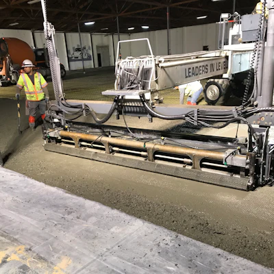 Roller tamp attachment to laser screed.