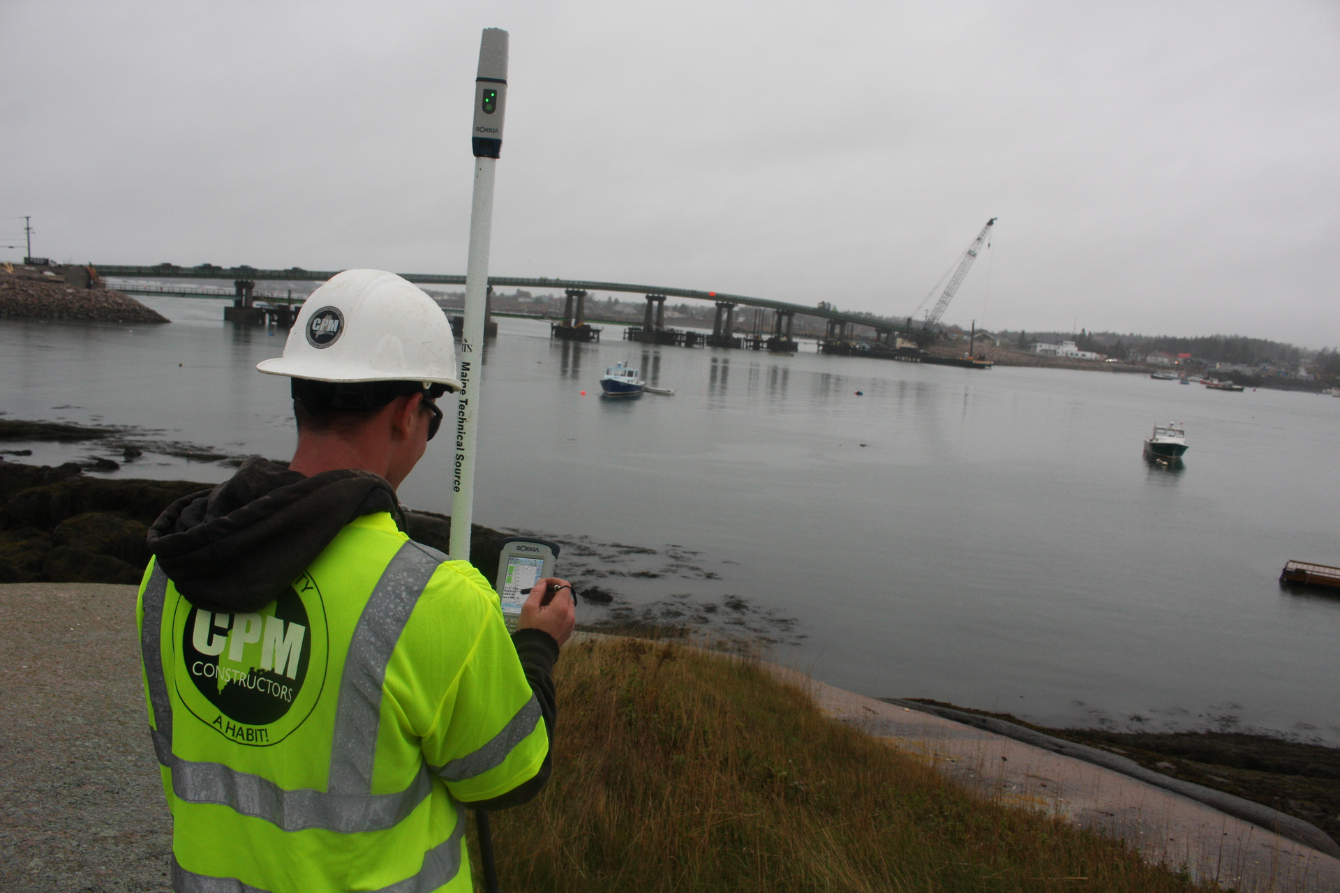 CPM’s Taylor Light-Surek gathers data using the Sokkia GNSS solution.