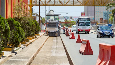 On the Mexico project, the milling machine had to complete anywhere from one to three passes due ot the uneven road layers.