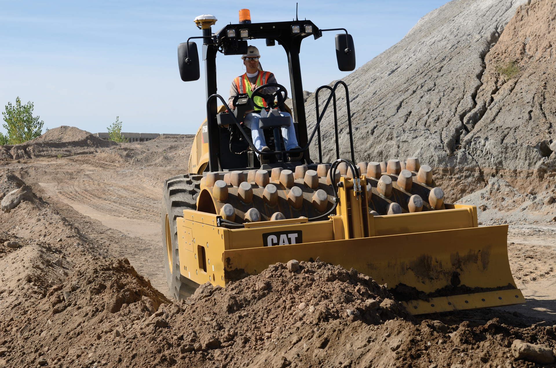 Cat CP56B vibratory soil compactor ---- Caterpillar’s IC solution, Cat Compaction Control, is available on its soil compactors such as the CP56B (pictured)