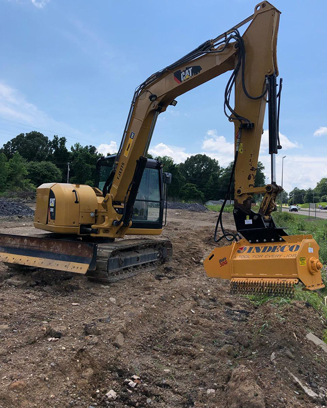 Indeco Mulching Head On Cat 308 Excavator