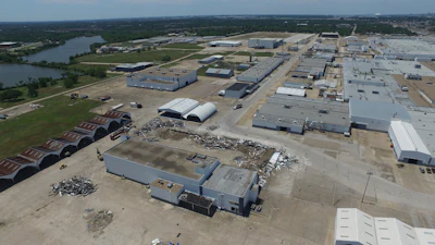 View of the 157 Vought Aircraft plant buildings scheduled for abatement and demolition.