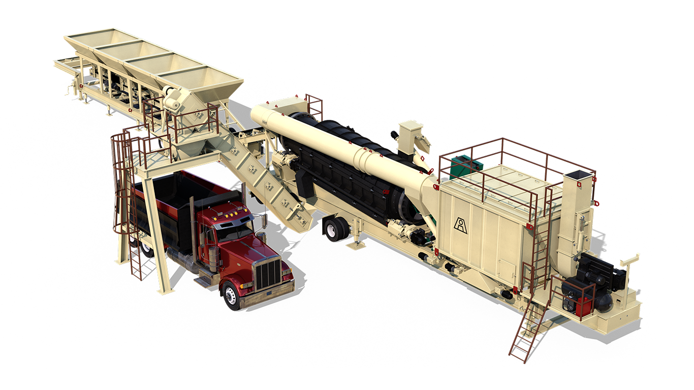 The Astec Voyager 140 highly portable asphalt plant. With production capacity of 140 tonnes/hour and RAP mixing capability of 50%, the Voyager 140 sets the standard for portability, production and sustainability.