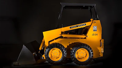 Restored 1970 JD24 Loader. The JD24 entered the market in 1970 powered by a 37 hp gasoline Wisconsin engine and a lift capacity to full height of 1,700 lb.