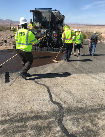 Over 65 different crew members played a part to accomplish each step of the project from sweeping, milling, crack sealing, microsurfacing, chip sealing, paving and striping.