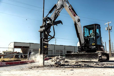 Bobcat E50 excavator with breaker