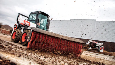 Bobcat S76 skid steer with angle broom