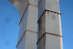 RFO condensables stream down an exhaust stack at a new facility.