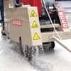 When wet cutting with diamond blades, make sure you have ample water on the blade for dust suppression to prevent hazardous silica dust from becoming airborne.