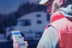 Volvo Trucks North America has expanded its partnership with Geotab by offering Geotab Drive + Fleet for Volvo Trucks, which provides insights to fleet managers and drivers through a cloud-based platform. A professional driver changes duty status on the Geotab Drive app.