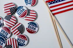 American Flags And Pins On White Background 4669109