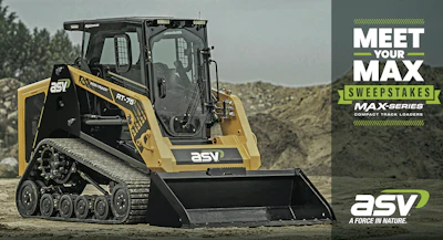 Eligible contractors in the U.S. and Canada (excluding Quebec) who schedule and complete a demo or walk-around of an ASV machine at an ASV dealer will be entered into the Win an ASV MAX-Series Lease Sweepstakes.
