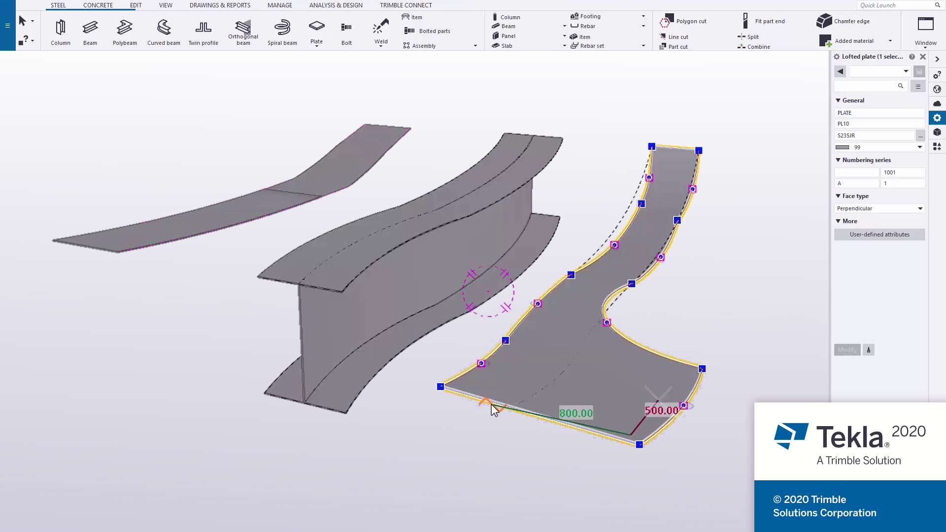 Trimble Tekla Structures 2020 Lofted Plates