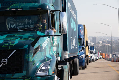 Volvo Trucks North America’s Class 8 VNR Electric truck led a group of Southern California freight movement fleets in a clean truck parade on Friday, October 2 to commemorate the opening of Port of Long Beach’s new cable-stayed bridge. The lead Volvo VNR Electric truck was driven by NFI, a third-party supply chain solutions provider, and partner in the Volvo LIGHTS (Low Impact Green Heavy Transport Solutions) project.