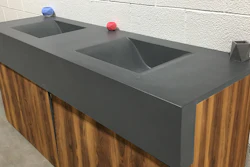 A vanity made with GFRC.