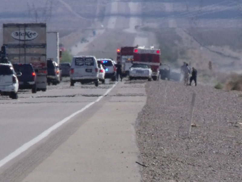 Mojave Desert highway hot pavement reflective