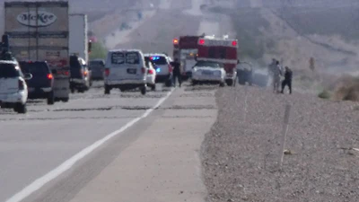 Mojave Desert highway hot pavement reflective