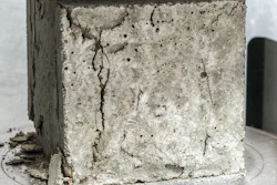 A concrete block in a compressive strength test