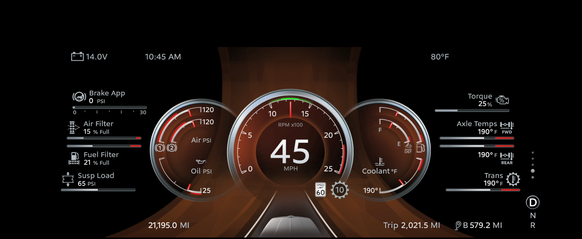 With the Peterbilt Digital Display, drivers decide what they want to see and how it is displayed.