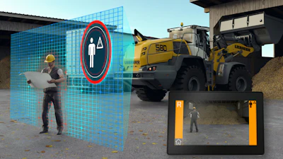 The moment the active personnel detection system identifies a source of danger, the brake assistant slows the wheel loader down to a standstill.