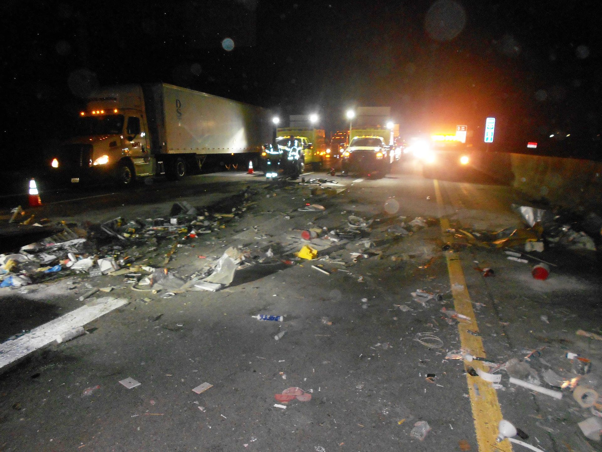 TDOT crews were called out to make emergency pothole repairs on I-24 in the Antioch area. Even with traffic control vehicles and a work zone setup, a driver in a red pickup truck with a trailer full of construction supplies slammed into the work zone at a high rate of speed. Thankfully, the attenuator behind the TDOT trucks absorbed most of the impact from the crash and no TDOT employees were hurt.