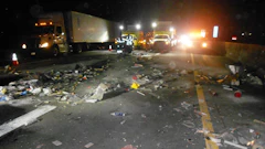 TDOT crews were called out to make emergency pothole repairs on I-24 in the Antioch area. Even with traffic control vehicles and a work zone setup, a driver in a red pickup truck with a trailer full of construction supplies slammed into the work zone at a high rate of speed. Thankfully, the attenuator behind the TDOT trucks absorbed most of the impact from the crash and no TDOT employees were hurt.
