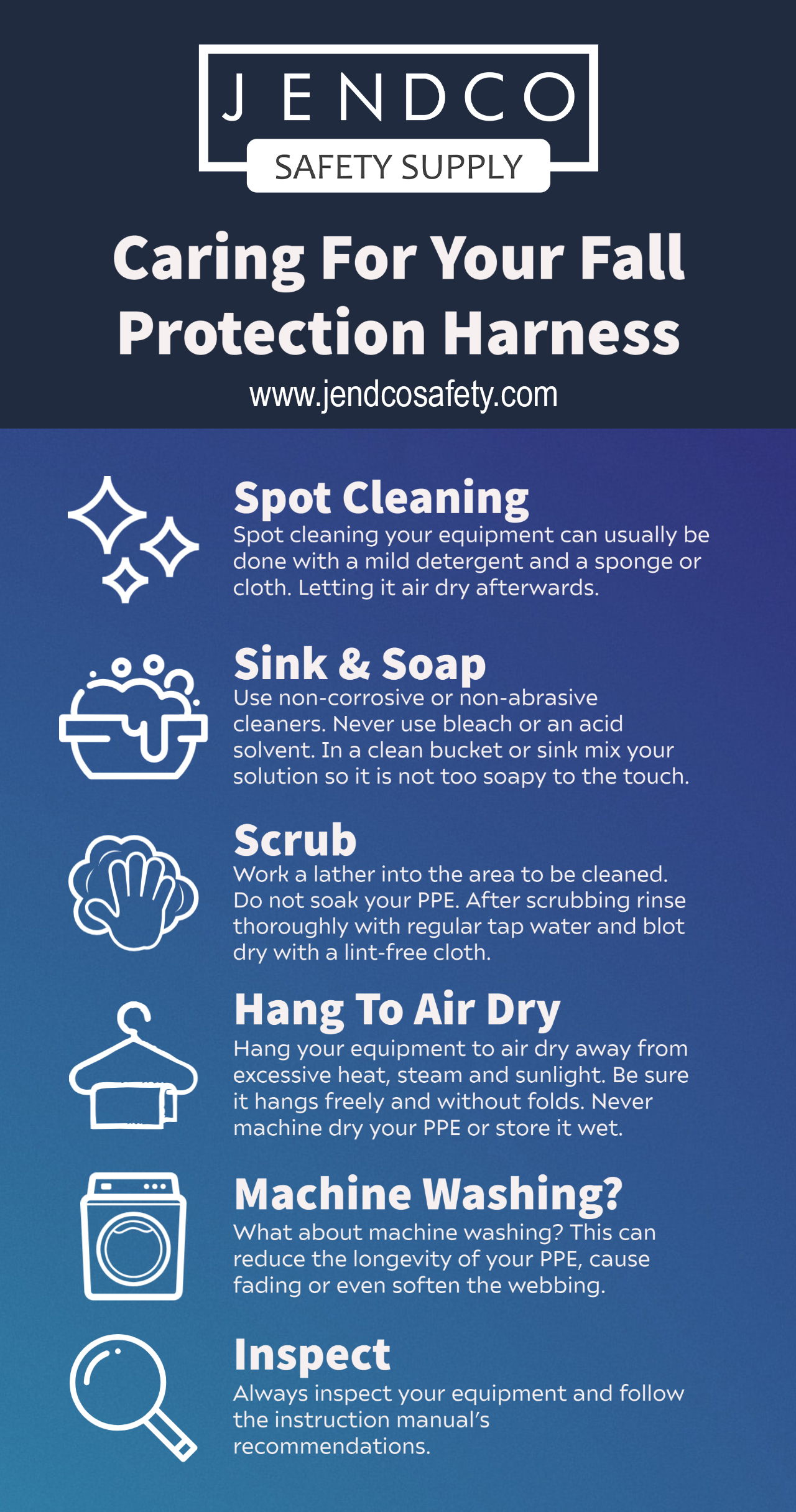 Caring For Your Fall Protection Harness Jendco Infographic