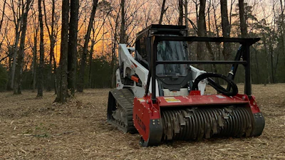 Peterson used a Bobcat T770 compact track loader with a Fecon Bull Hog attachment to tackle the land clearing test.
